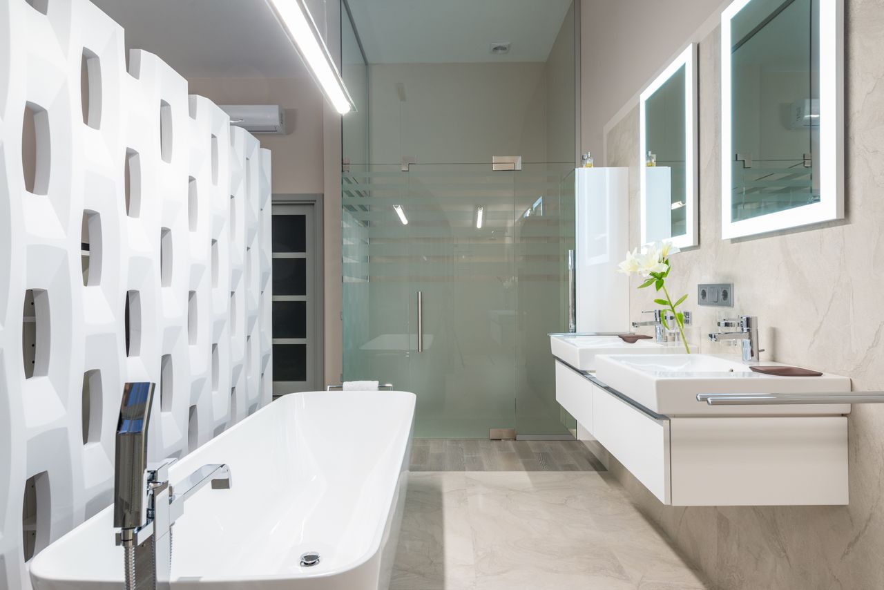 Bright bathroom design with contemporary fixtures